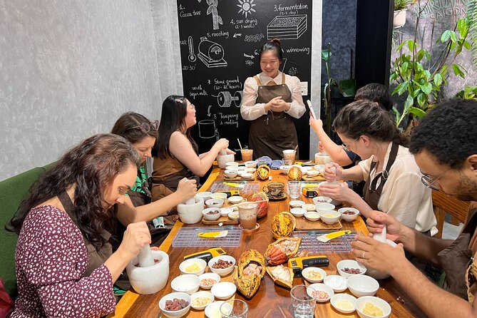 Bean to bar Chocolate Workshop in Ho Chi Minh City - The granite mortar is the real hands-on test