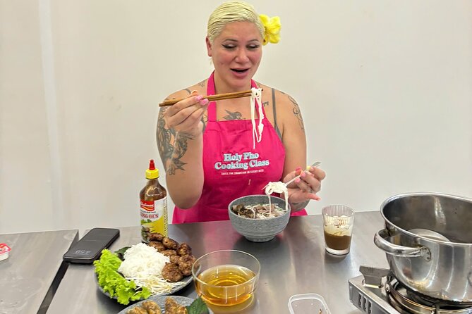 Cook 4 Local Vietnamese Dishes In Pink-themed Class & Market Tour - Inside the pink cooking studio