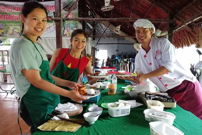 Market to Farm to Table Cooking Class in saigon - Eating the four-course lunch you made